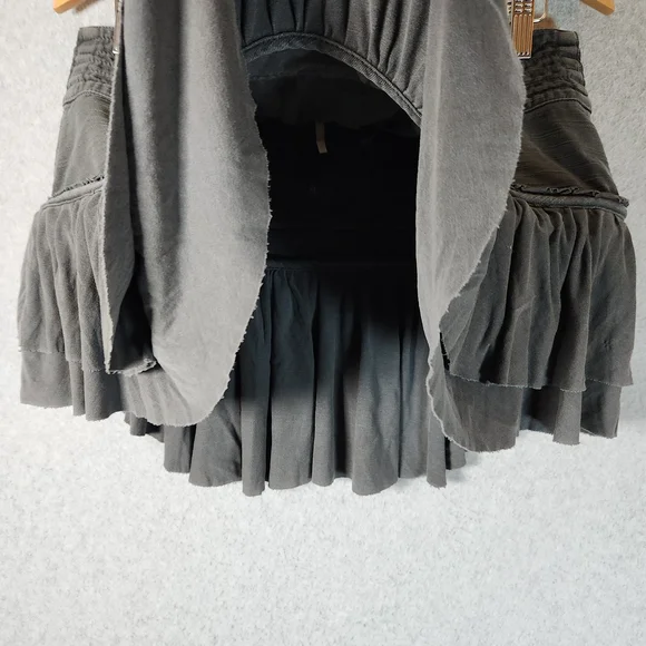 Free People Frost Bite Mini Skirt Layerd Ruffle Womens Size 8 Gray Y2k Style - Picture 4 of 13